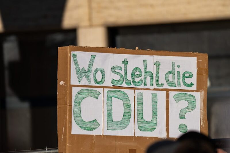 poster on a street demonstration